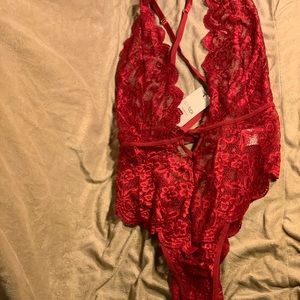 Women One Piece Lingerie Lace Bodysuit Deep V Teddy Mini Babydoll